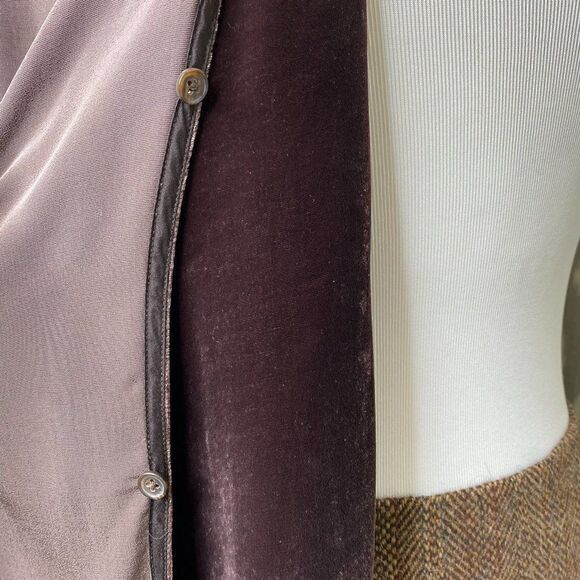 Ralph Lauren ~ Cocoa Brown Carlisle Shearling Collar Crushed Velvet Wrap Blouse - Picture 14 of 16